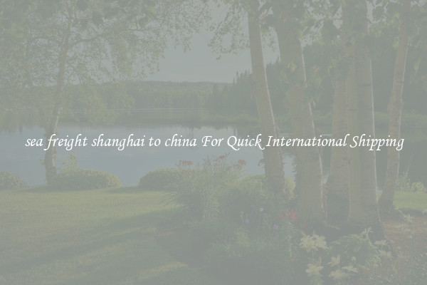 sea freight shanghai to china For Quick International Shipping
