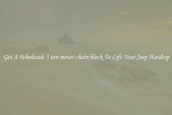 Get A Wholesale 5 ton motor chain block To Lift Your Jeep Hardtop